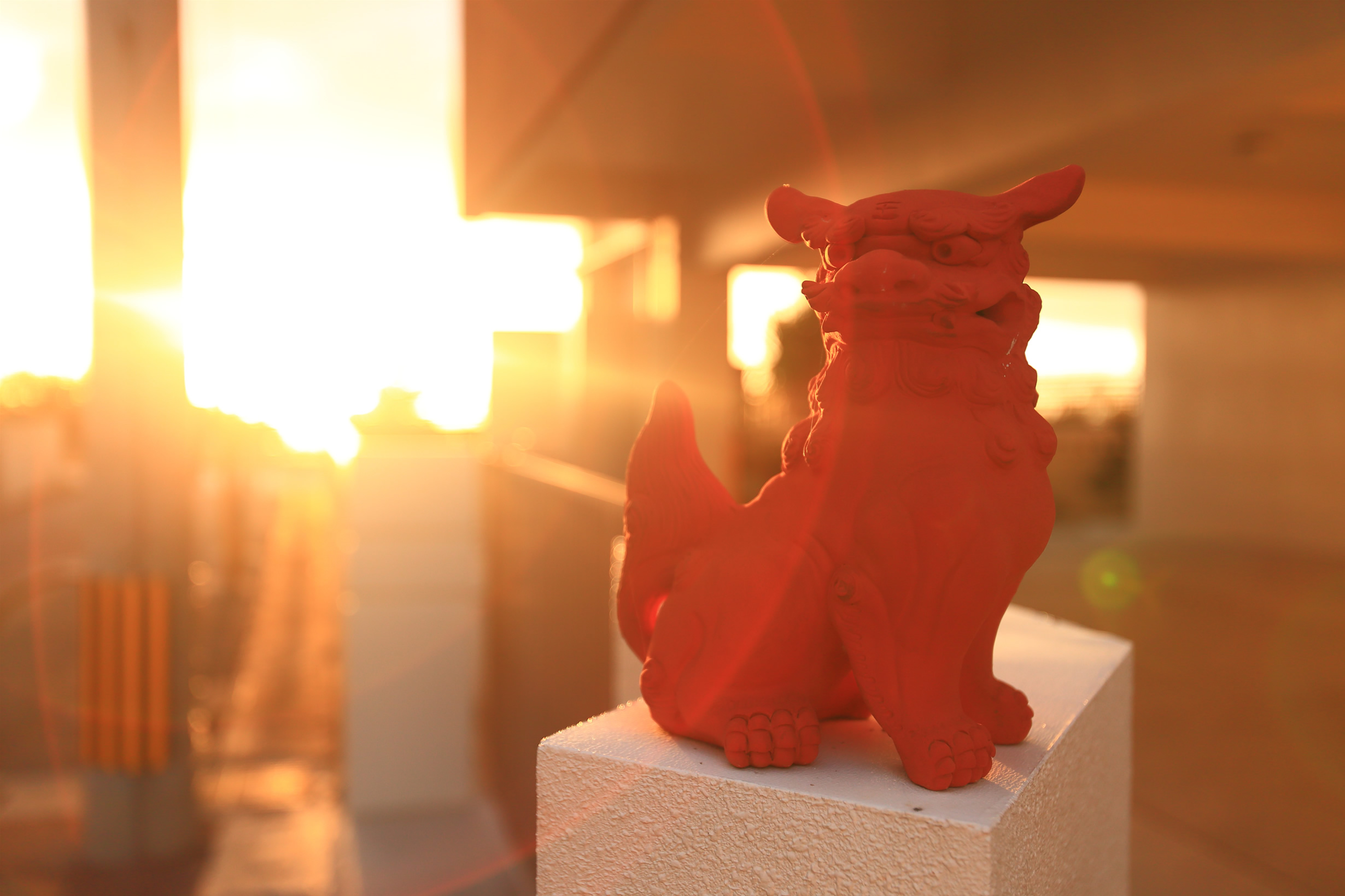 朝日のシーサー