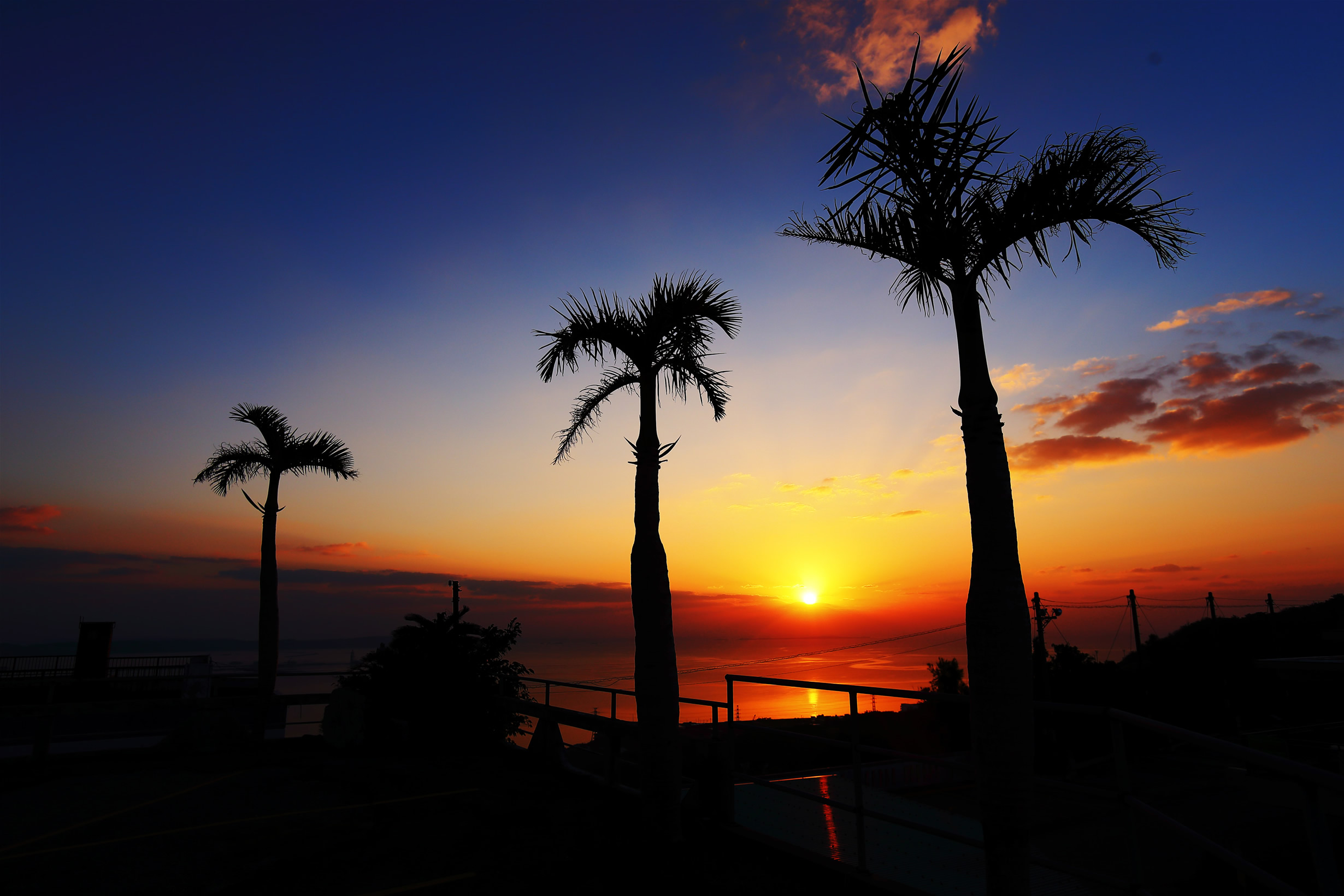 太陽とシルエット